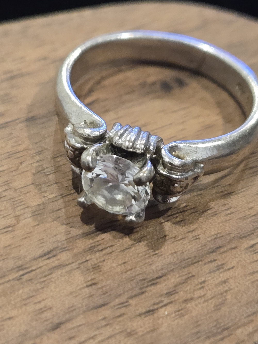 Vintage SP LiND Silver Solitaire Ring with Clear Stone - Women's Jewelry